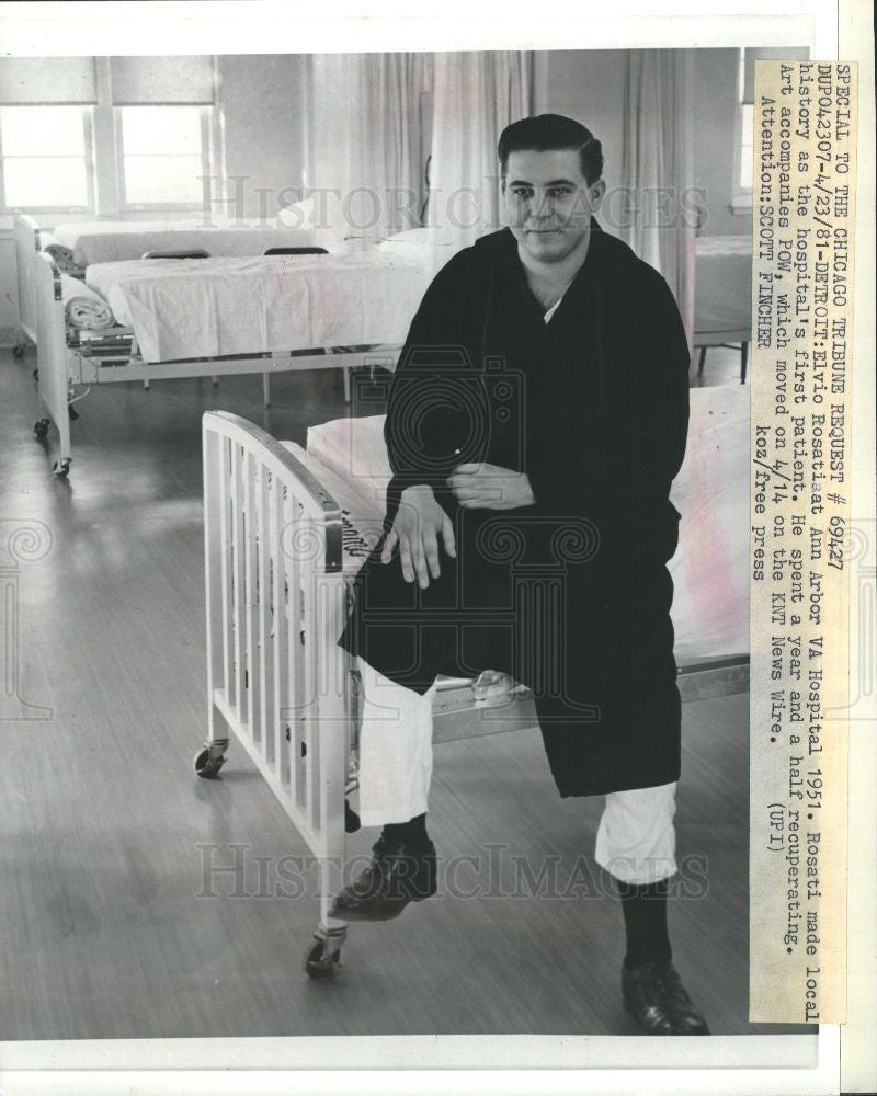 1951 Press Photo Ann Arbor VA Hospital Rosati - Historic Images