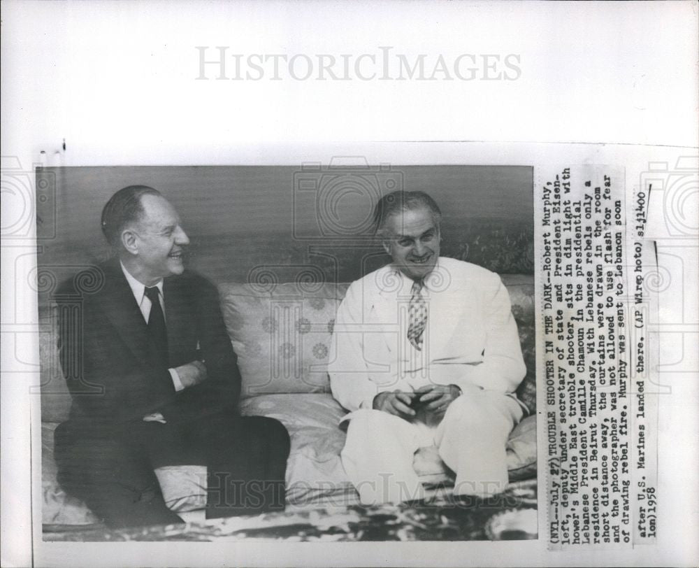 1958 Press Photo Robert Murphy,President Eisenhower - Historic Images