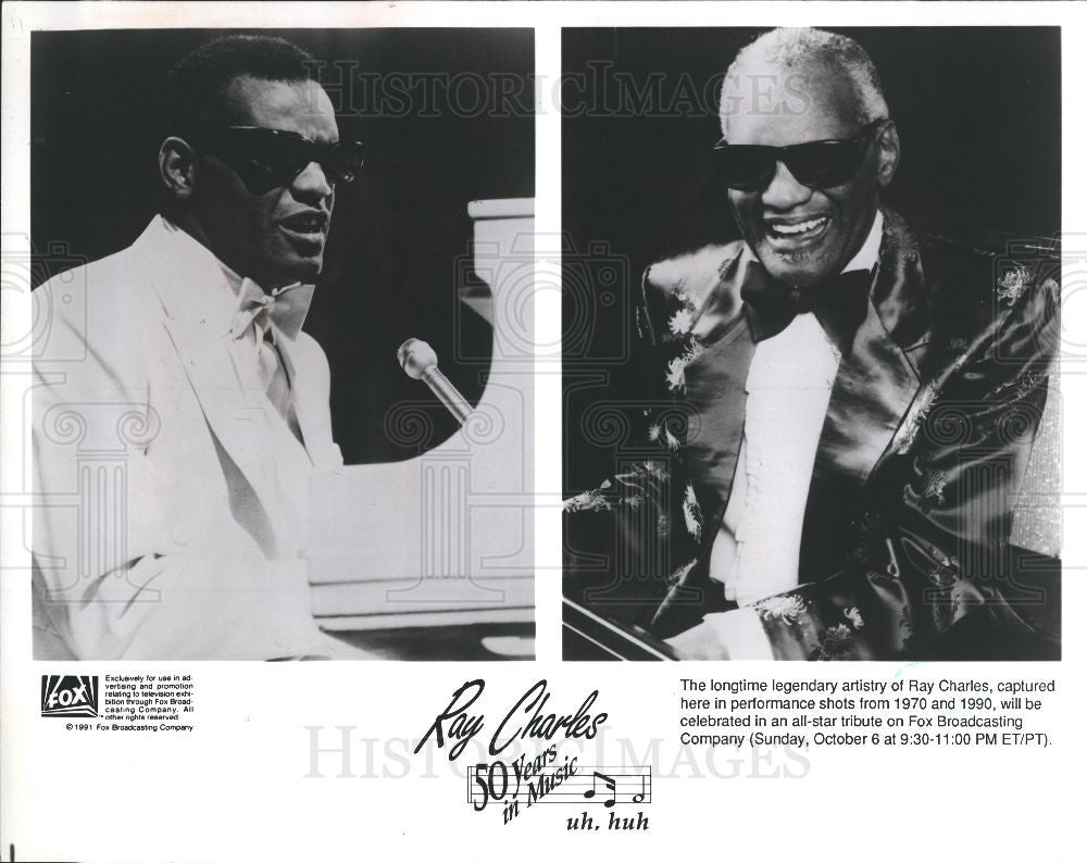1991 Press Photo Ray Charles Singer Pianist R&amp;B Soul - Historic Images