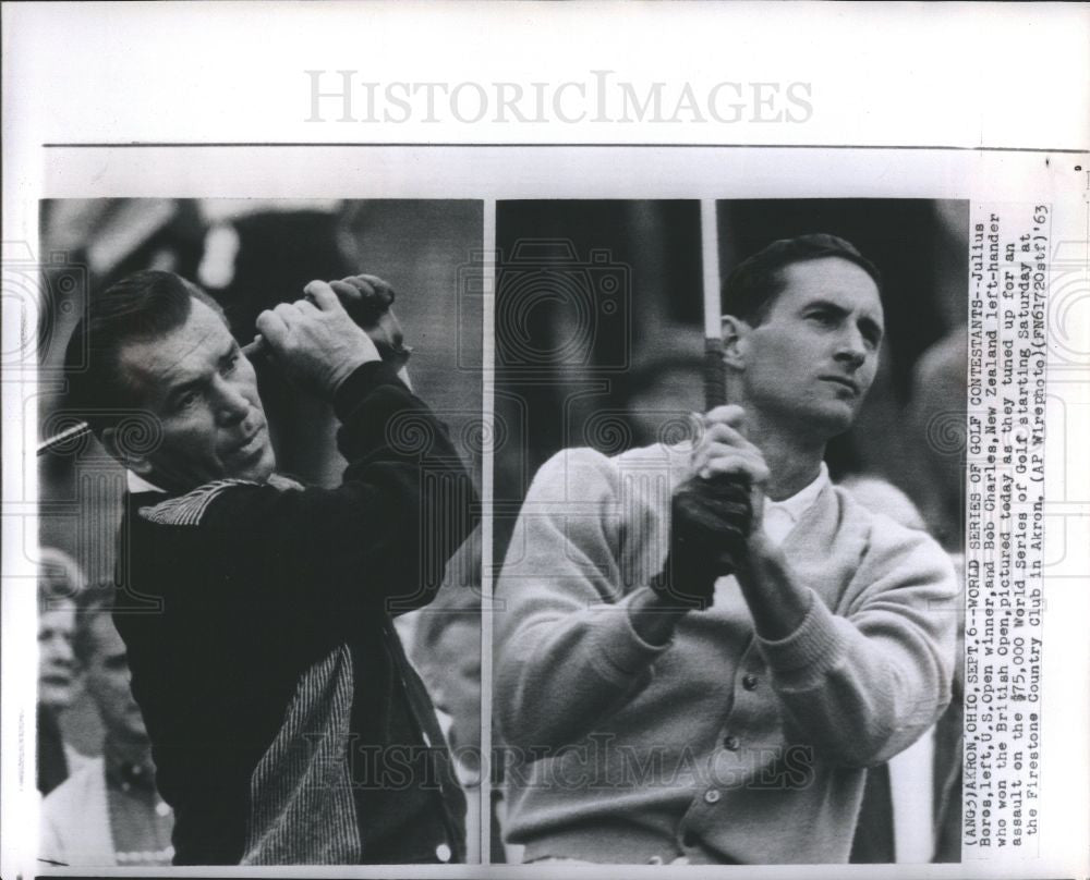 1963 Press Photo Julius Bores Bob Charles Golf US Open - Historic Images
