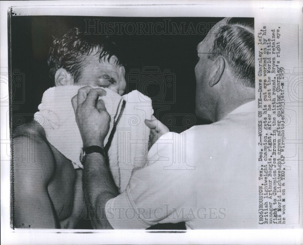 1959 Press Photo British boxer Dave Charnley injured - Historic Images