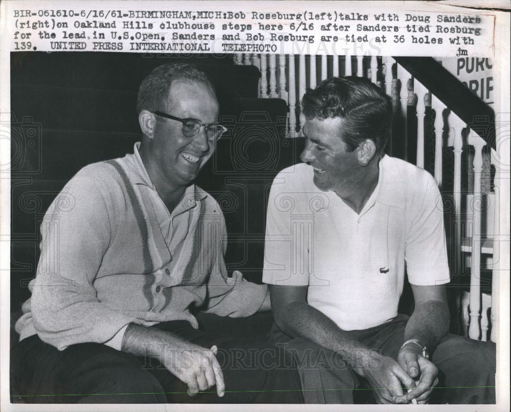 1961 Press Photo Bob Roseburg Doug Sanders US Open golf - Historic Images