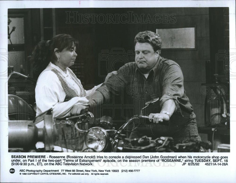 1992 Press Photo Roseanne Arnold John Goodman Series - Historic Images