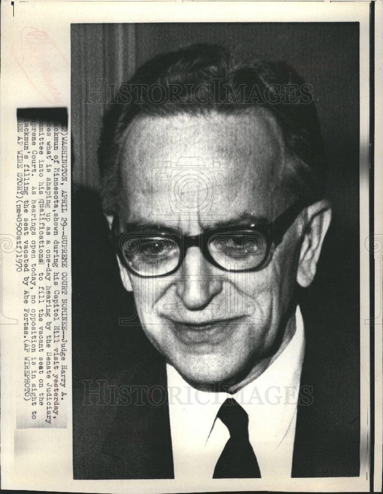 1970 Press Photo Judge Harry Blackmun Minnesota - Historic Images