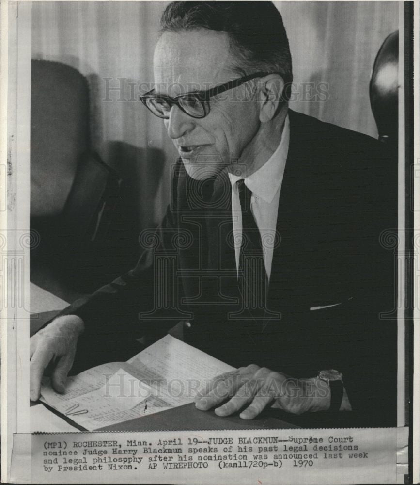 1970 Press Photo Harry A. Blackmun Judge Supreme Court - Historic Images