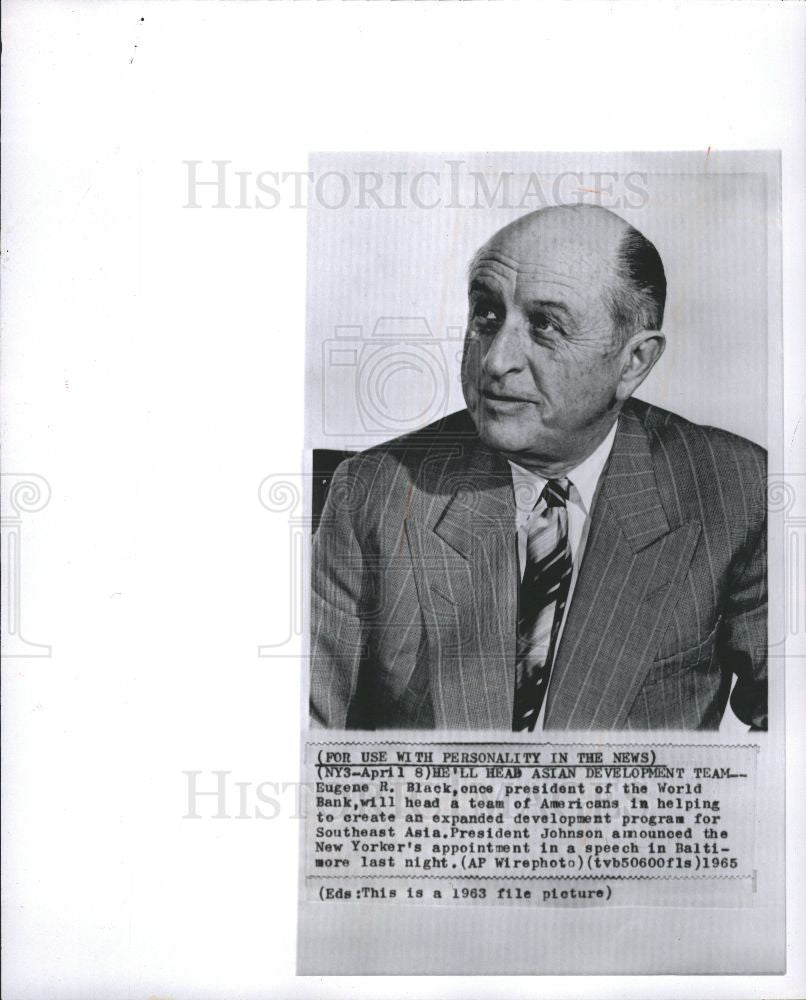 1965 Press Photo Eugene R. Black Former Pres World Bank - Historic Images
