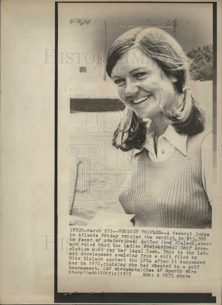 1976 Press Photo JANE BLALOCK, Golfer - Historic Images