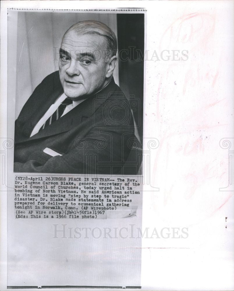 1967 Press Photo Eugene Carson Blake Protestant Leader - Historic Images