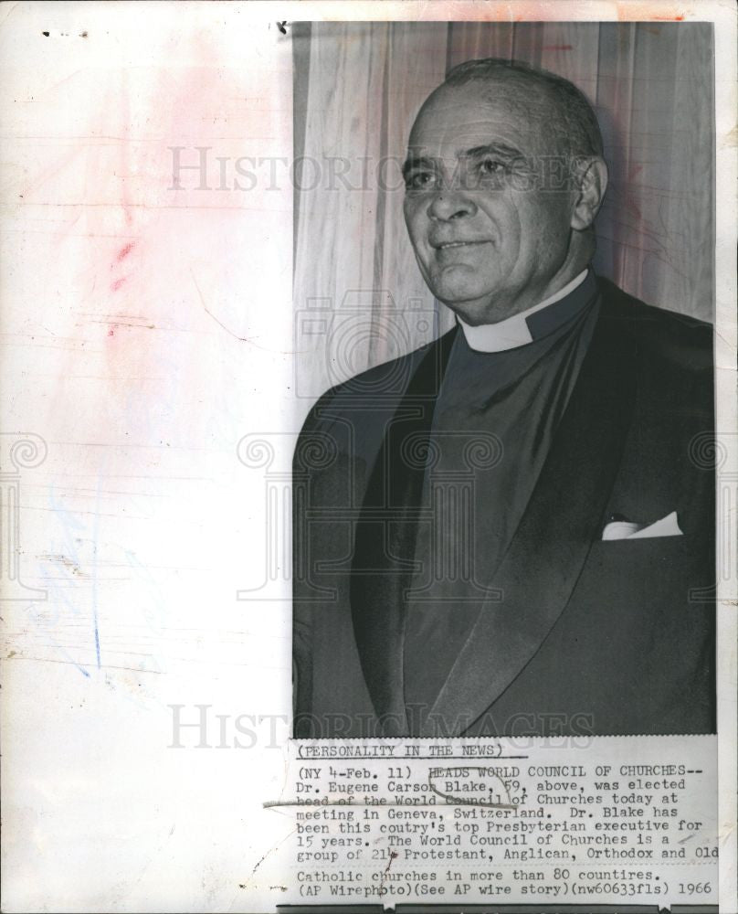 1966 Press Photo Eugene Carson Blake, Council churches - Historic Images