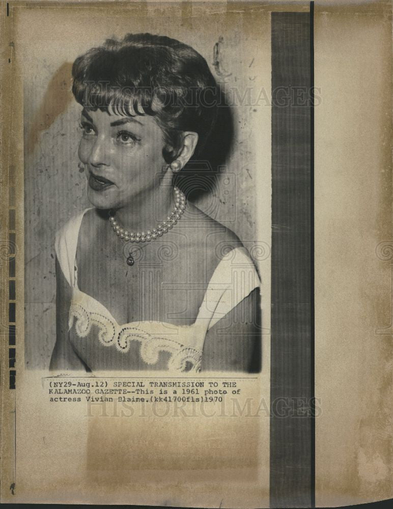 1970 Press Photo Vivian Blaine actress singer performer - Historic Images