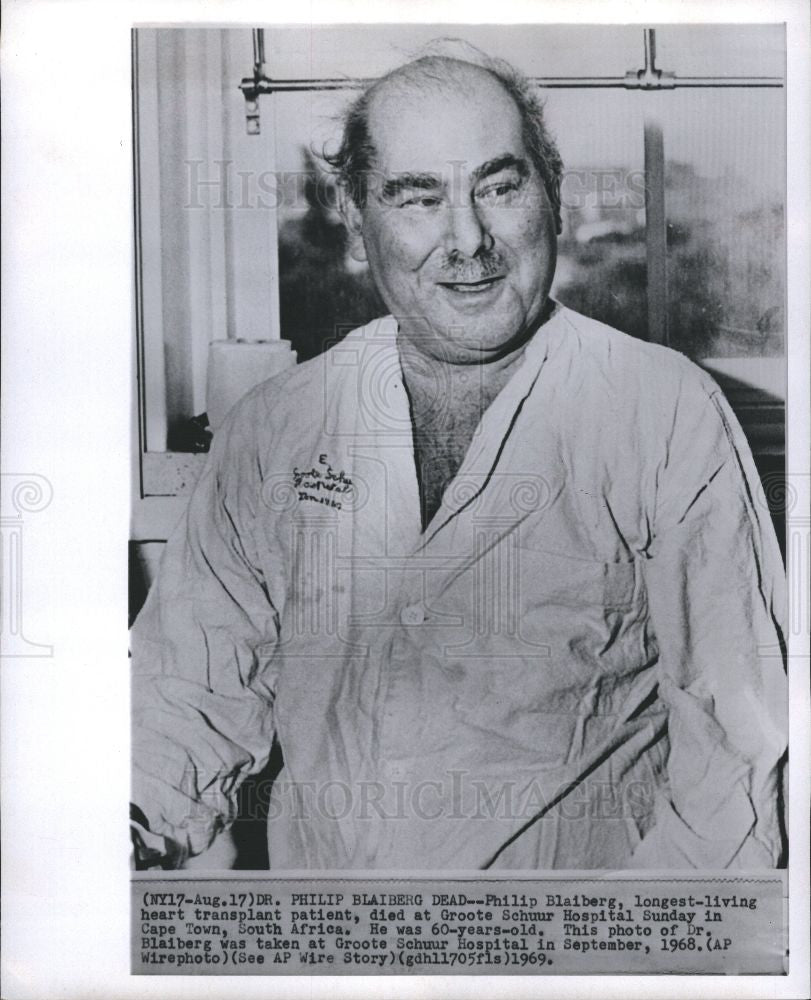 1969 Press Photo Philip Blaiberg Heart Transplant Death - Historic Images