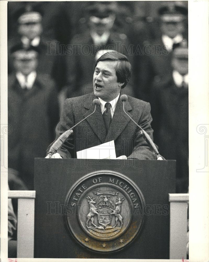 1987 Press Photo Governor Jim Blanchard US politician - Historic Images