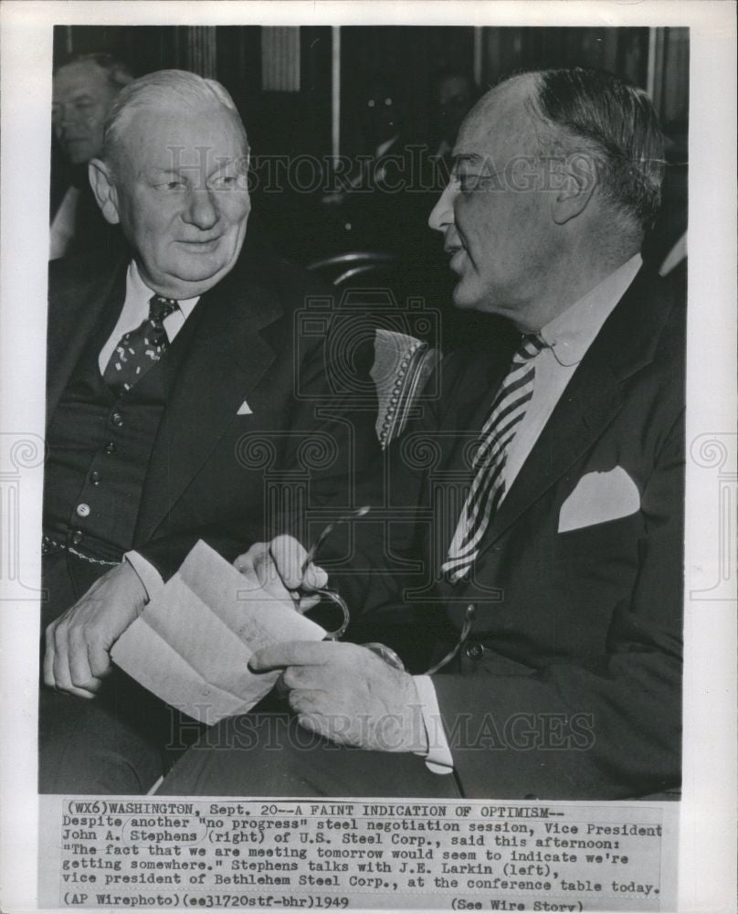 1949 Press Photo Stephens Larkin steel negotiations - Historic Images