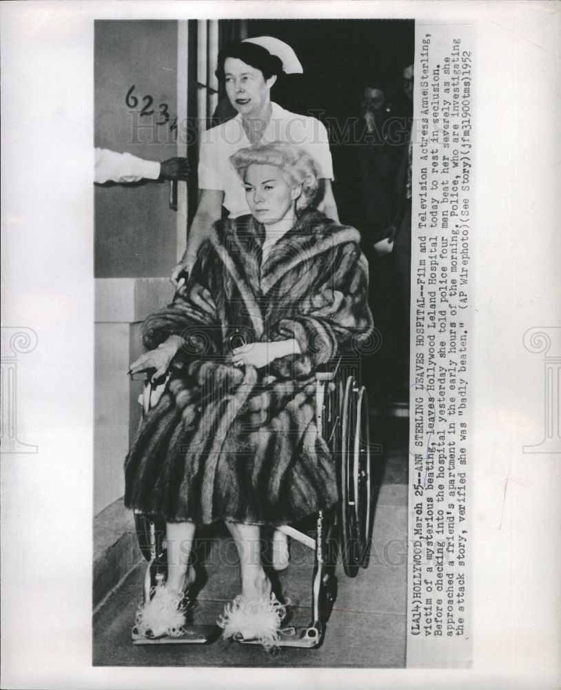 1952 Press Photo Anne Sterling,beaten,four men - Historic Images