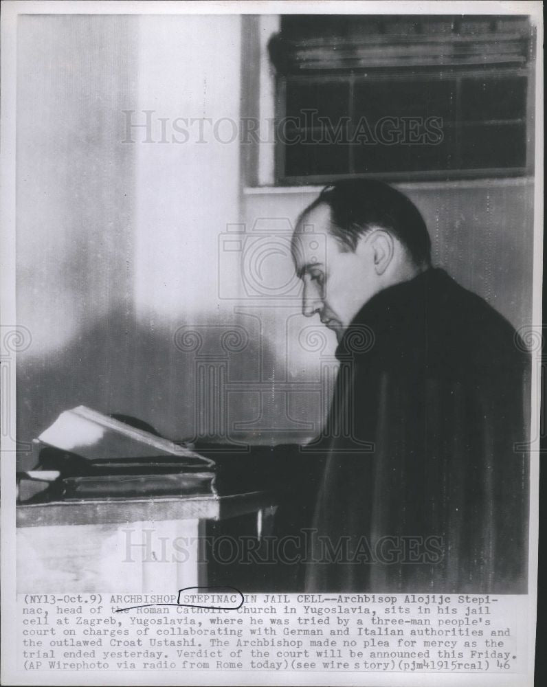 1946 Press Photo Archbishop Alojijc Stepinac, jail sent - Historic Images