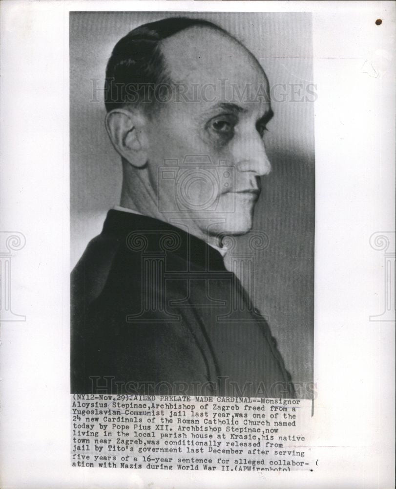1952 Press Photo Monsignor Aloysius Stepinac Archbishop - Historic Images