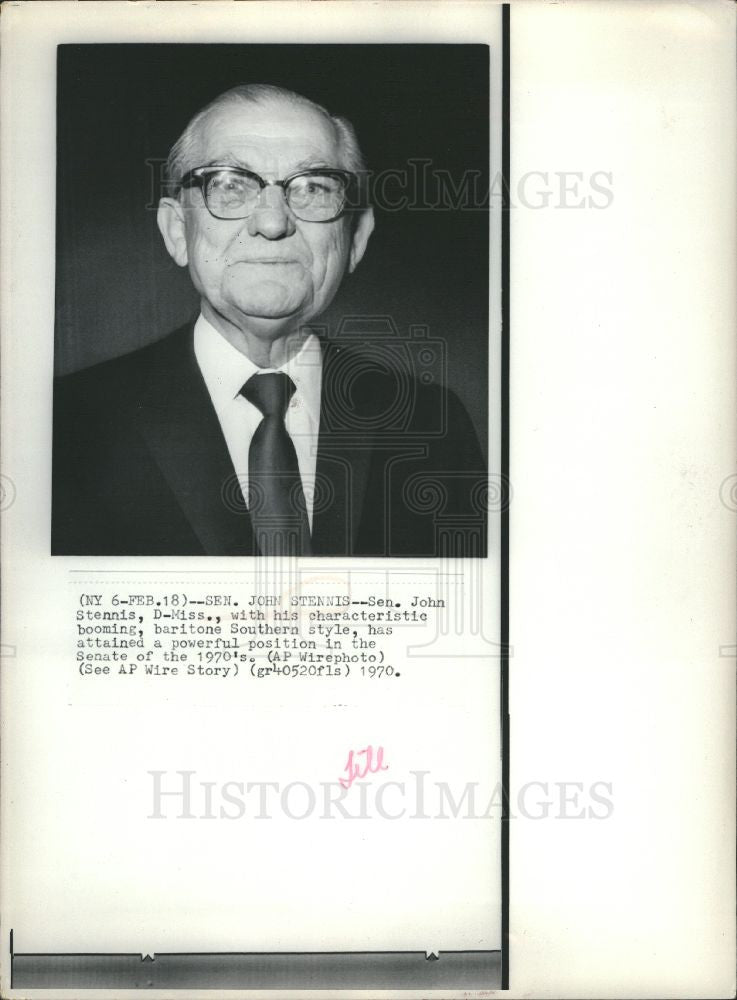 1970 Press Photo John C Stennis senator - Historic Images