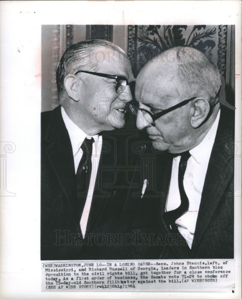 1964 Press Photo John Stennis U S Senator Mississippi - Historic Images