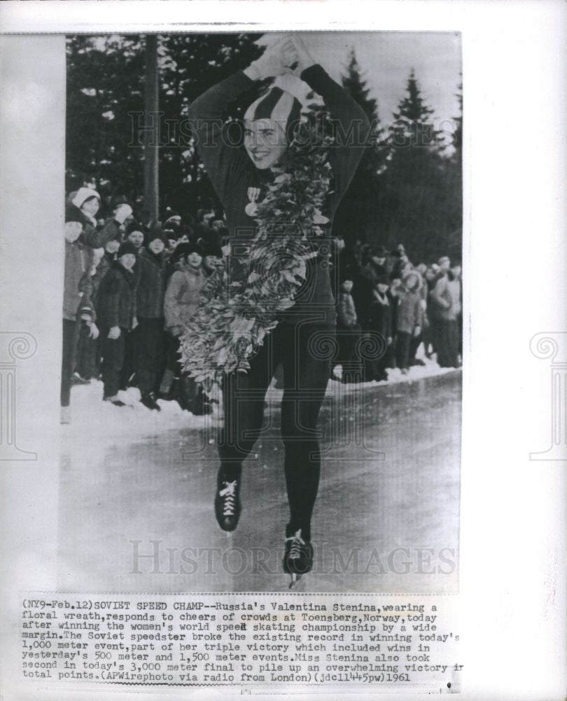 1961 Press Photo Valentina Stenina Speed Skater - Historic Images