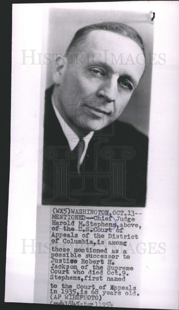 1954 Press Photo Harold Stephens appeals court judge - Historic Images