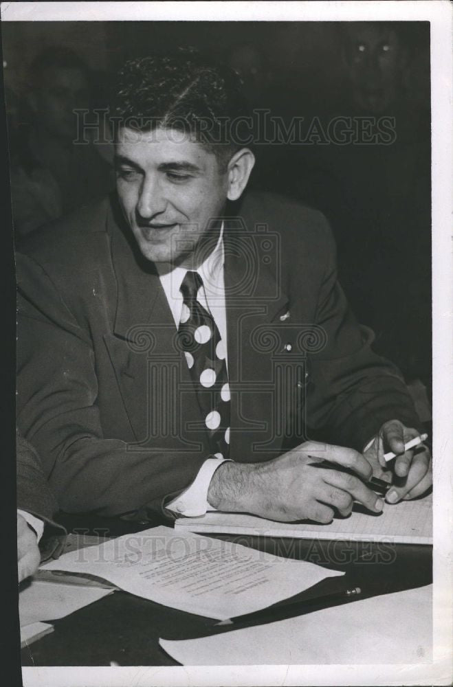 1950 Press Photo Writer Carl Stellato Smoking Cigarette - Historic Images