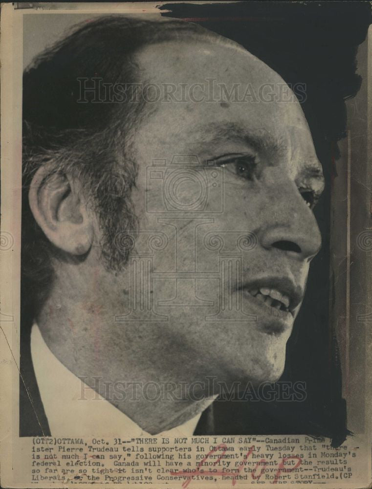 1974 Press Photo Canadian Prime Minister Pierre Trudeau - Historic Images