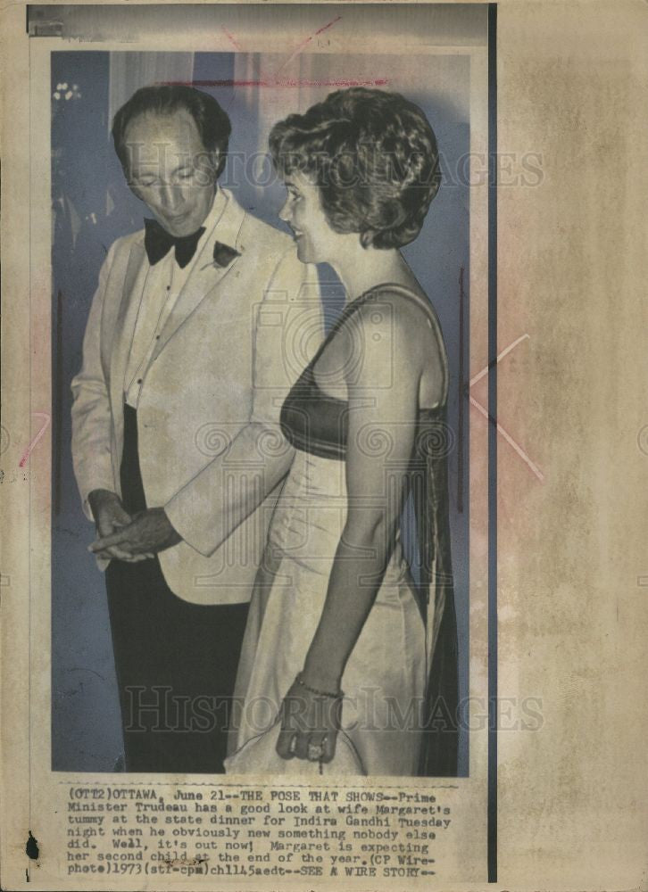 1973 Press Photo Pierre Trudeau, Margaret, pregnant - Historic Images