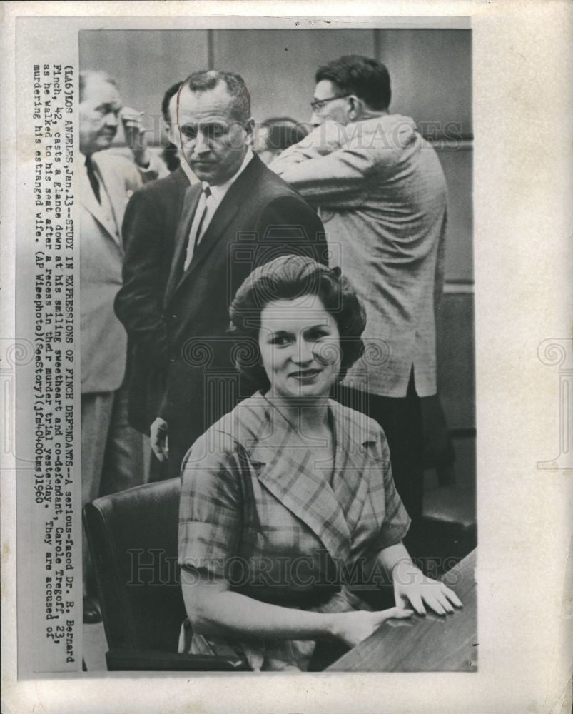 1960 Press Photo R. Bernard Finch Carole Tregoff Trial - Historic Images