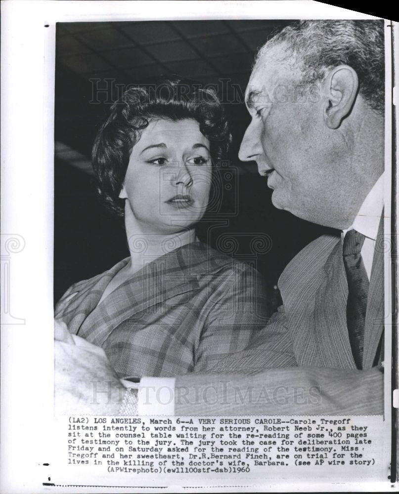 1960 Press Photo Carole Tregoff Finch murder trial - Historic Images