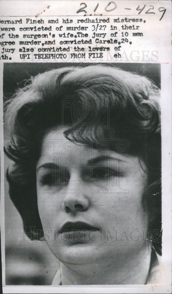 1961 Press Photo Bernard Finch Carol Tregoff murder - Historic Images