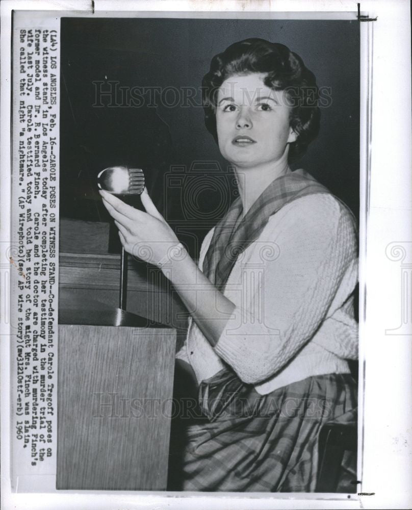 1960 Press Photo Carole Tregoff murder trial testimony - Historic Images