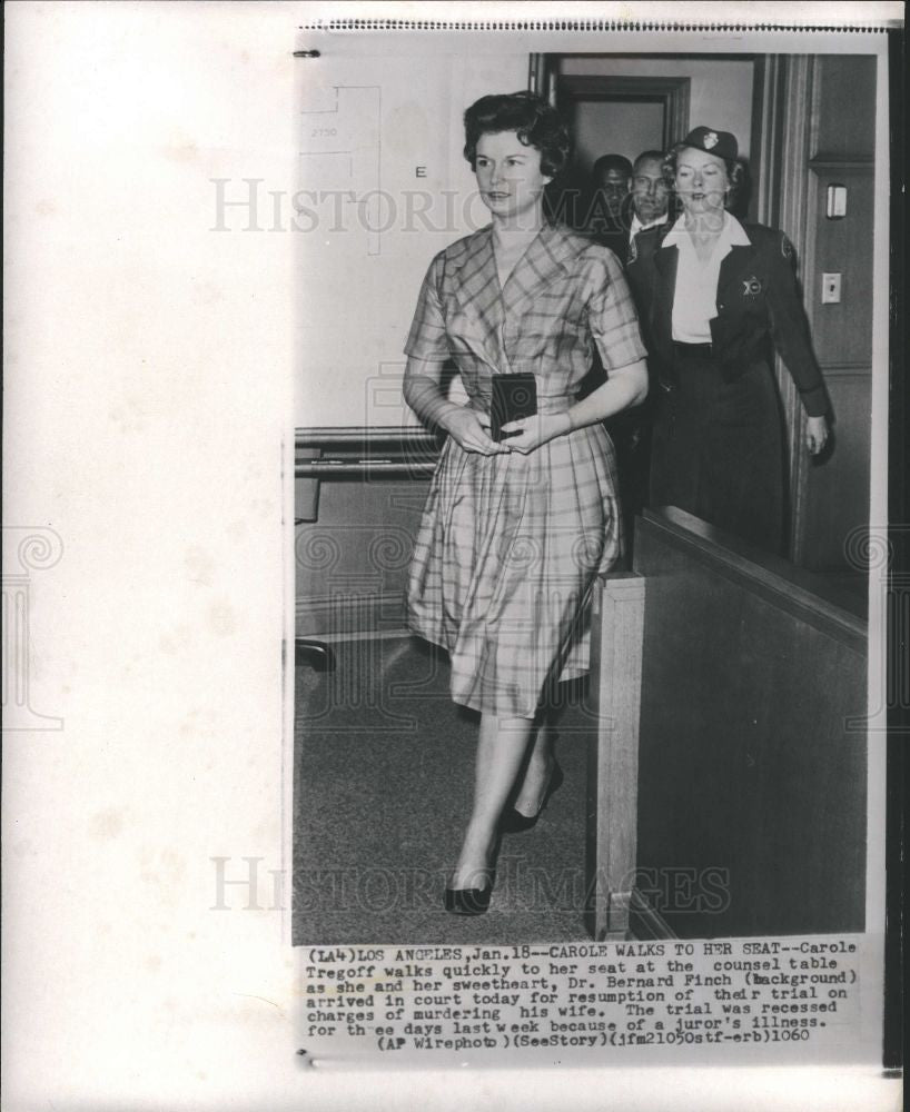 1960 Press Photo Carole Tregoff Murder Trial Finch - Historic Images