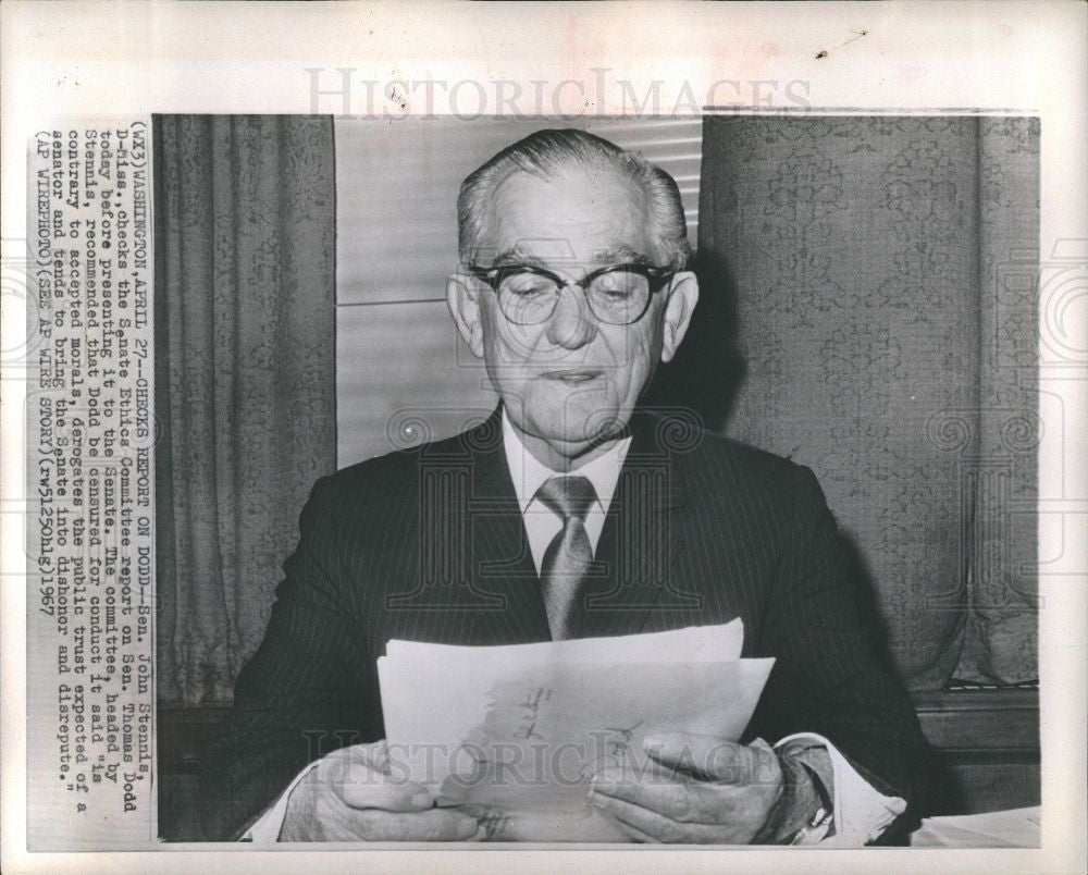 1967 Press Photo Senator John Stennis ethics committee - Historic Images