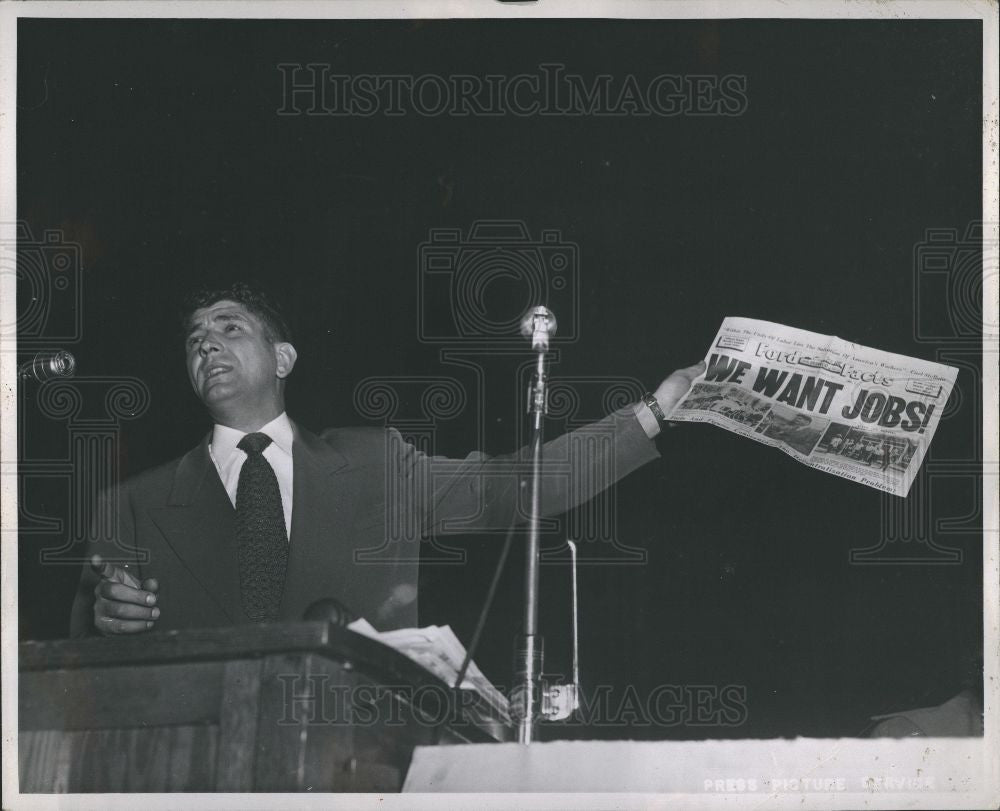 1951 Press Photo Union President Speaks @ Rally - Historic Images