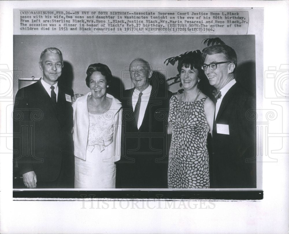 1966 Press Photo Hugo Black 80th Birthday Supreme Court - Historic Images