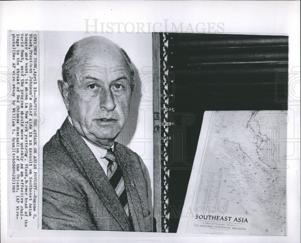 1965 Press Photo Eugene R. Black Sr President Bank - Historic Images