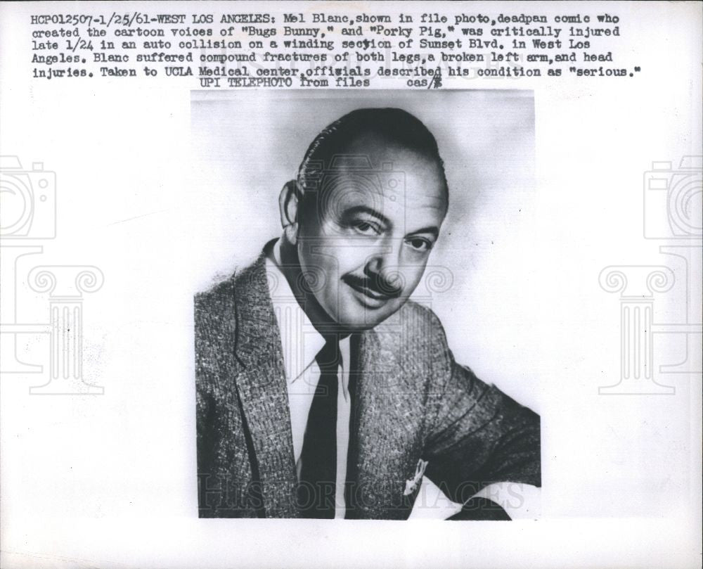 1961 Press Photo Mel Blanc voice actor comedian cartoon - Historic Images