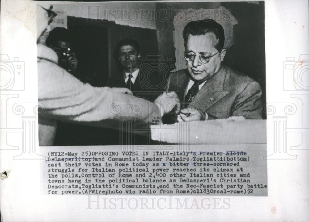1952 Press Photo OPPOSING VOTES IN ITALY - Historic Images
