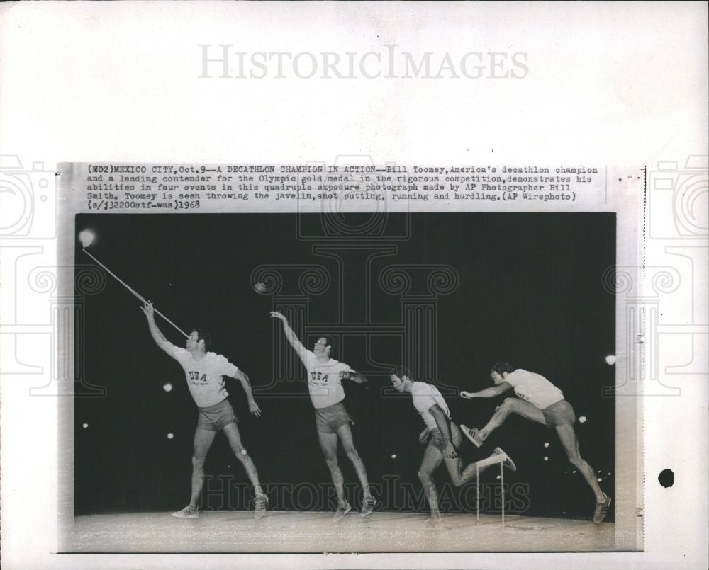 1968 Press Photo Bill Toomey Track and Field Competitor - Historic Images
