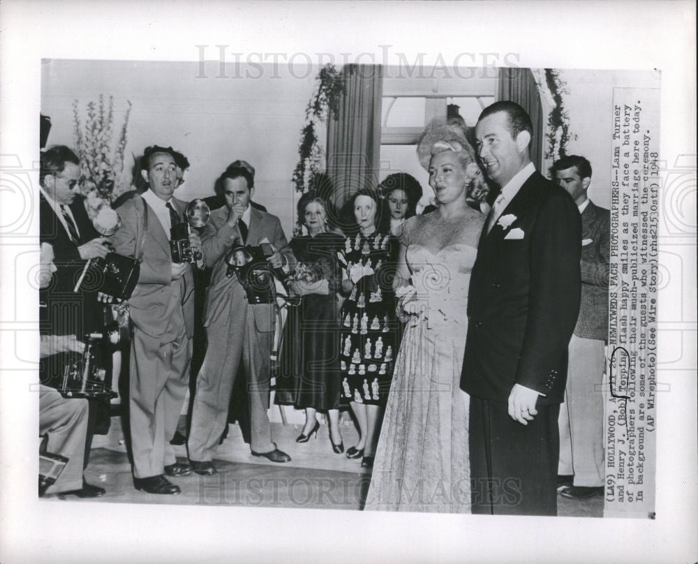1948 Press Photo Lana Turner Henry J. Bob Topping marry - Historic Images