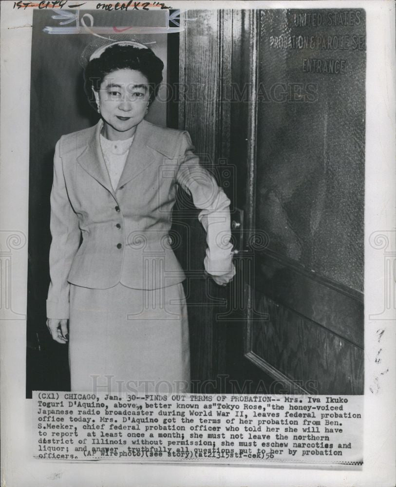 1956 Press Photo Iva Ikuko Toguri Tokyo Rose - Historic Images