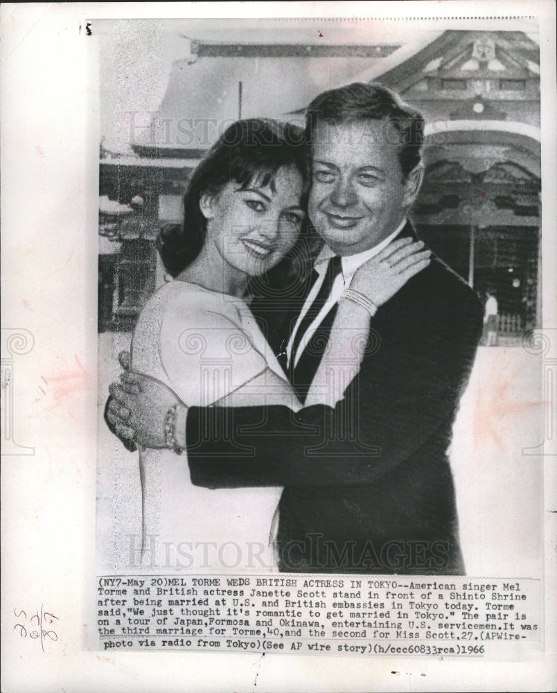 1966 Press Photo Mel Torme, Janette Scott, wedding - Historic Images