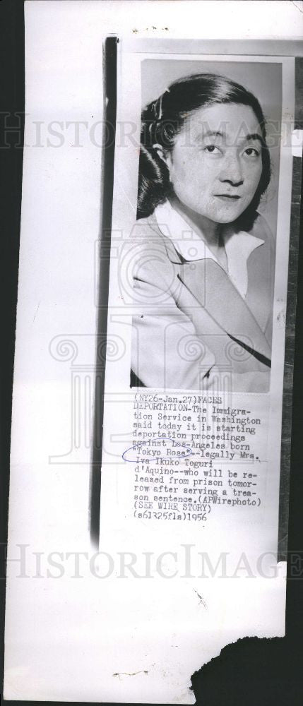 1956 Press Photo Iva Toguri D&#39;Aquino Tokyo Rose - Historic Images