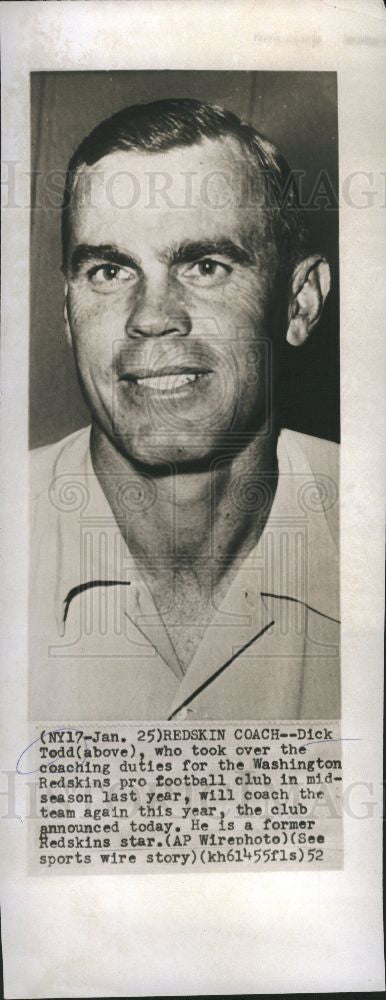 1952 Press Photo Dick Todd Washington Redskins - Historic Images