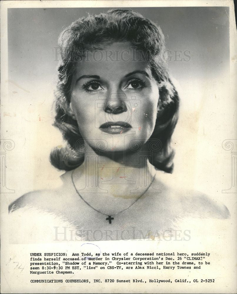 1957 Press Photo Ann Todd Actress Shadow of a Memory - Historic Images