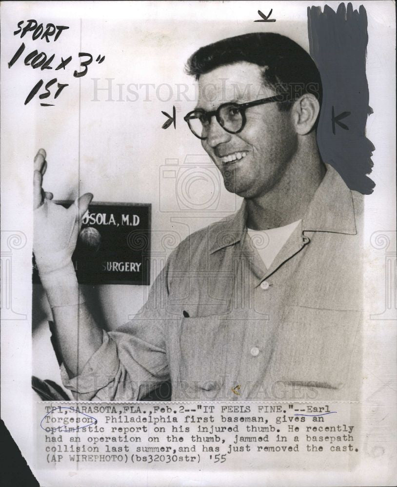 1956 Press Photo Earl Torgeso - baseman - Historic Images
