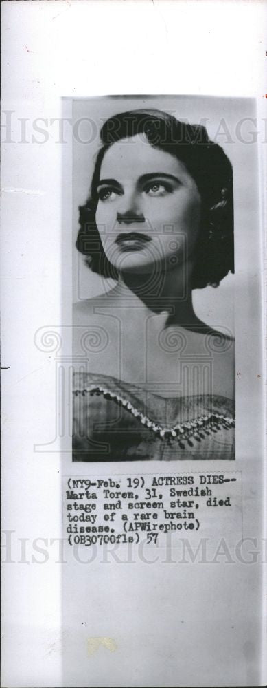 1957 Press Photo Marta Toren Swedish actress - Historic Images