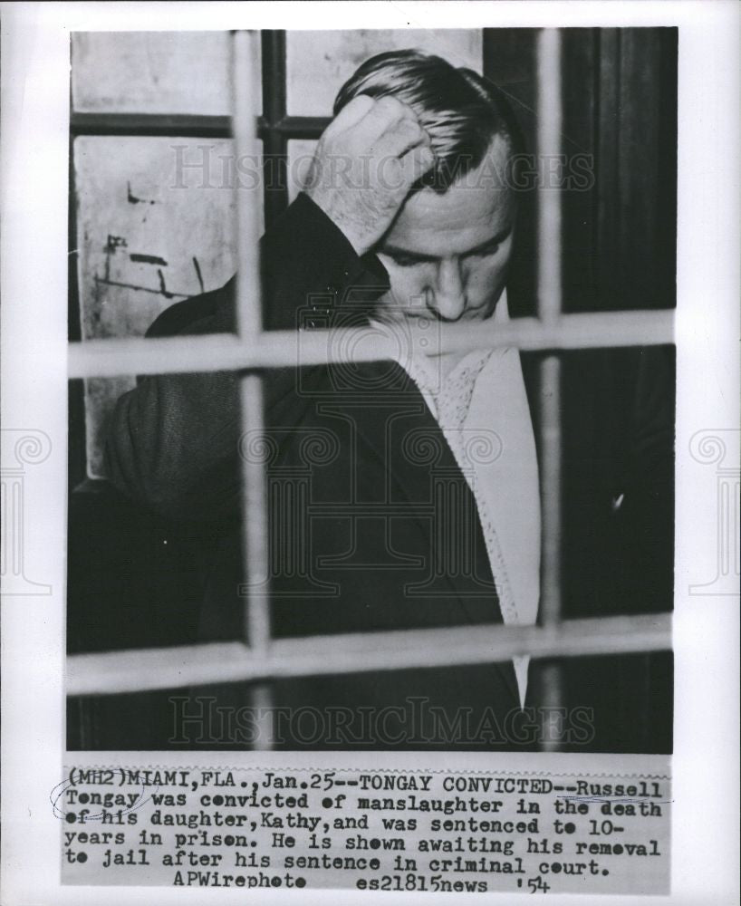 1954 Press Photo Russell Tongay Kathy manslaughter jail - Historic Images