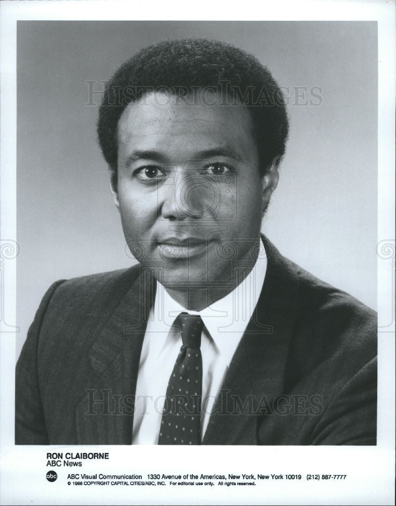 1990 Press Photo Ron Claiborne ABC News anchor - Historic Images