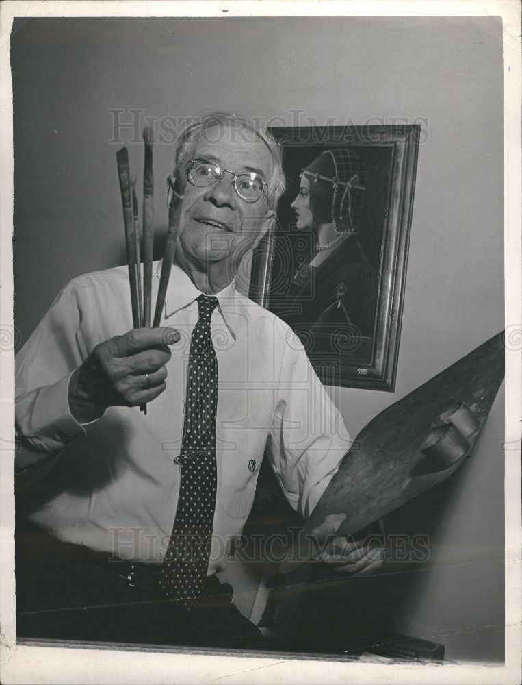 1957 Press Photo Edwin Lee Tomlinson Artist Poet - Historic Images
